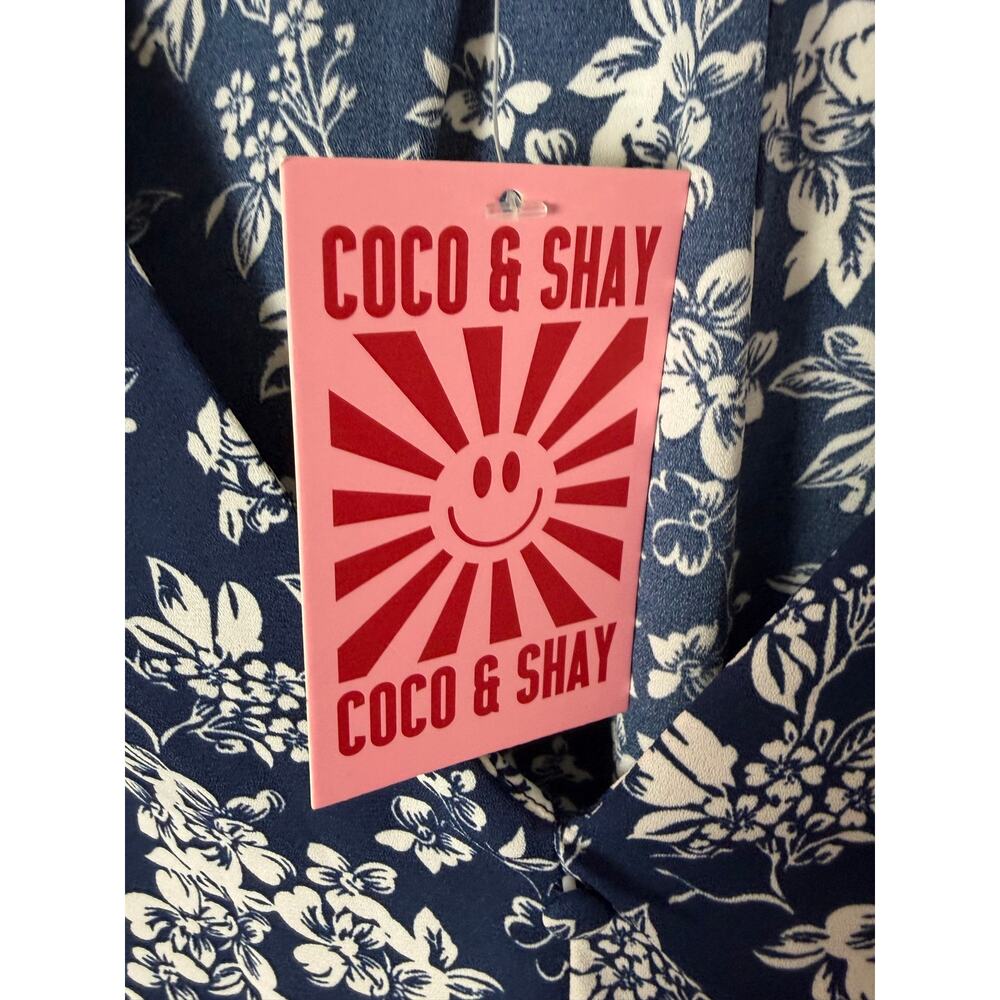Coco & Shay women's blouse peplum floral balloon sleeve lightweight feminine - Picture 4 of 9